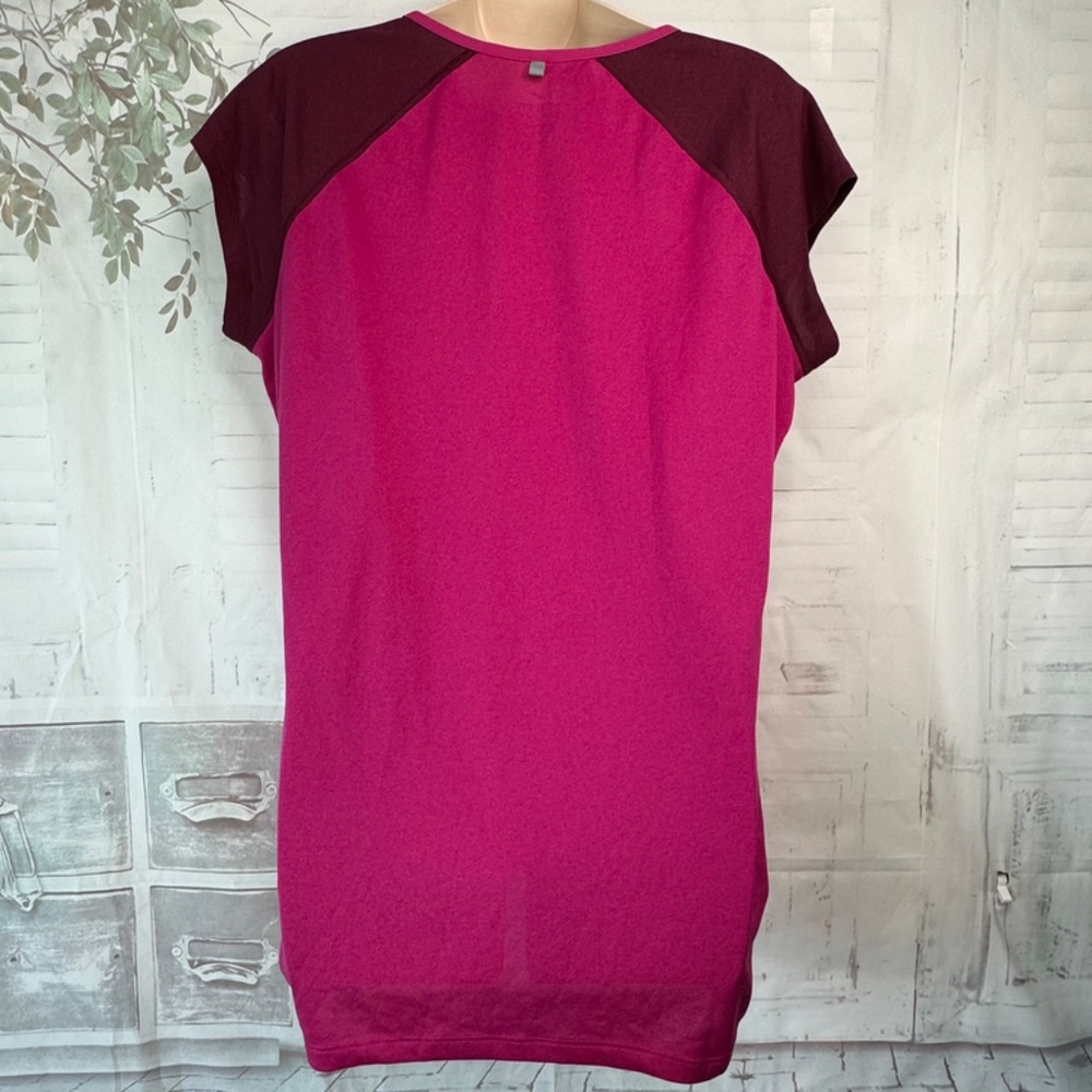 Nike Dri Fit Womens Burgundy Sports Athletic Workout SS Ruch Shirt Top Sz. XL - Picture 12 of 16